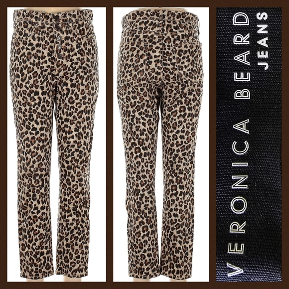 EUC Veronica Beard Leopard Print High Waist Skinny Jeans, Size 28 - Picture 1 of 8